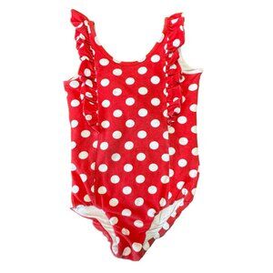 REMIE GIRL Red Minnie Mouse Leotard Girls 4 4T White Polka Dot Tank Ruffle Leo